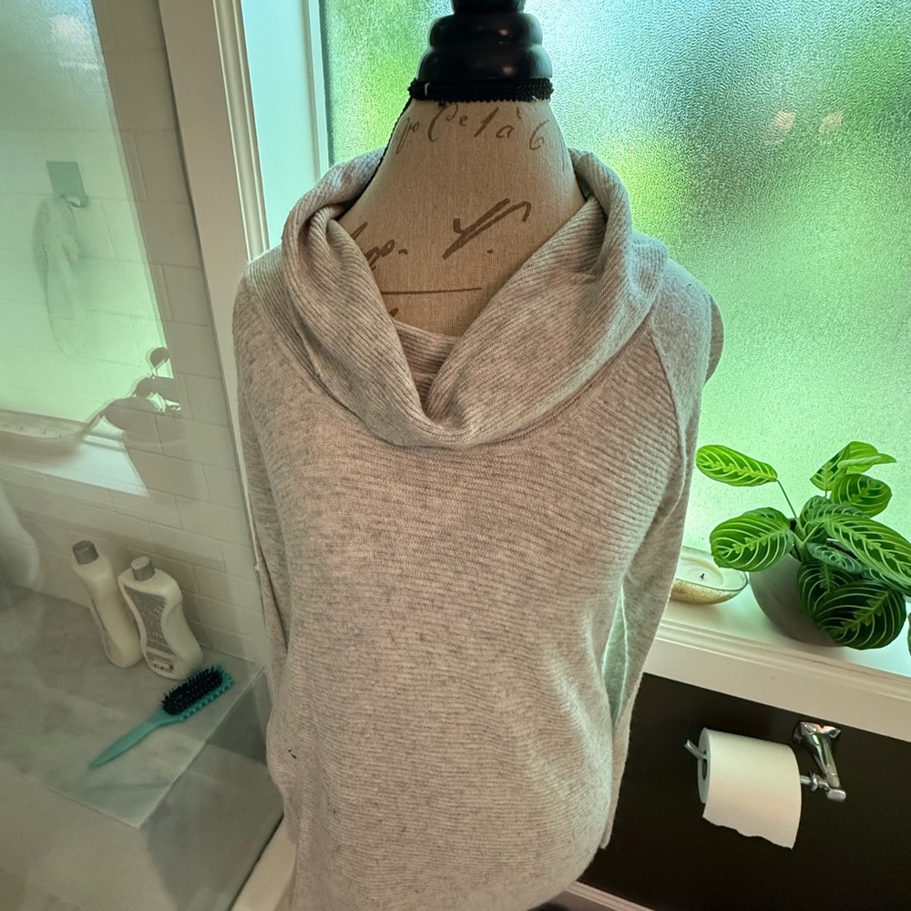 Cozy Light Gray Cowl Neck Women's Sweater